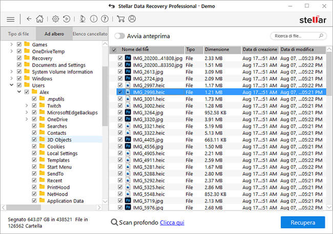 Stellar Data Recovery Professional per Windows